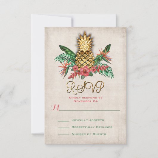 Tropical Pineapple RSVP kaarten Kaartje (Voorkant)