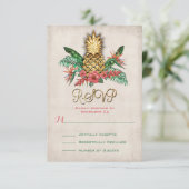 Tropical Pineapple RSVP kaarten Kaartje (Staand voorkant)