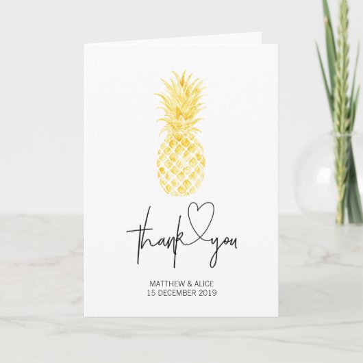 Tropical Pineapple Wedding Verloving Bedankt Kaart (Voorkant)