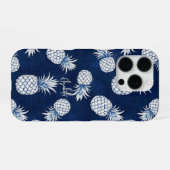 Tropical Pineapple with Name – Watercolor Style iPhone Hoesje (Achterkant horizontaal)