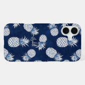Tropical Pineapple with Name – Watercolor Style iPhone Hoesje (Achterkant horizontaal)