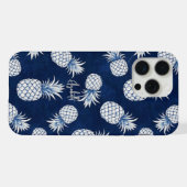 Tropical Pineapple with Name – Watercolor Style iPhone Hoesje (Achterkant horizontaal)
