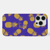 Tropical Pineapple with Name – Watercolor Style iPhone Hoesje (Achterkant horizontaal)