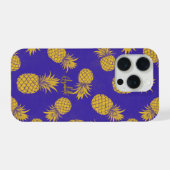 Tropical Pineapple with Name – Watercolor Style iPhone Hoesje (Achterkant horizontaal)
