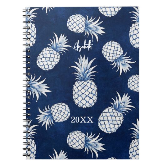 Tropical Pineapple with Name – Watercolor Style Notitieboek (Voorkant)
