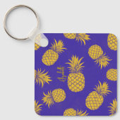 Tropical Pineapple with Name – Watercolor Style Sleutelhanger (Voorkant)