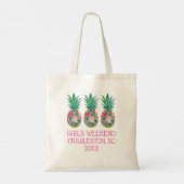 Tropical Pink and Green Floral Pineapple Tote Bag (Achterkant)