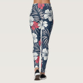 Tropical Pink and Navy Floral Leggings (Achterkant)