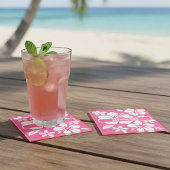 Tropical Pink Beach Flowers Glazen Onderzetter