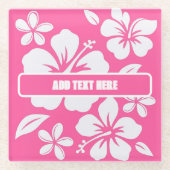 Tropical Pink Beach Flowers Glazen Onderzetter (Voorkant)