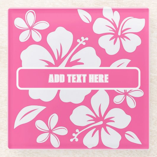 Tropical Pink Beach Flowers Glazen Onderzetter (Voorkant)