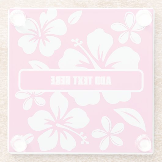 Tropical Pink Beach Flowers Glazen Onderzetter (Achterkant)