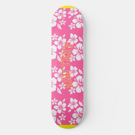 Tropical Pink Beach Flowers Persoonlijk Skateboard (Voorkant)