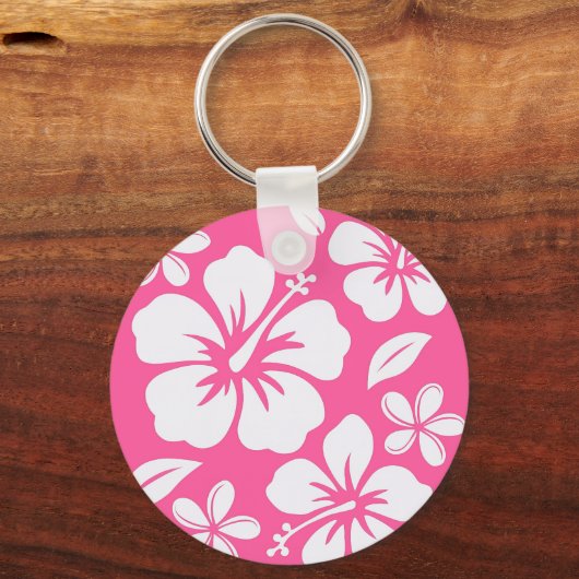 Tropical Pink Beach Flowers Sleutelhanger (Achterkant)