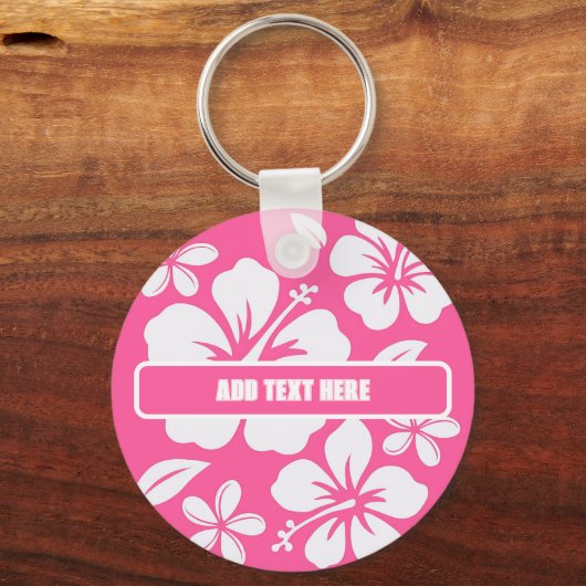 Tropical Pink Beach Flowers Sleutelhanger (Voorkant)