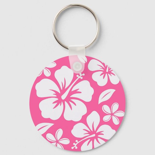 Tropical Pink Beach Flowers Sleutelhanger (Achterkant)