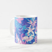 🌺 Tropical Pink & Blue Floral Pattern - Fresh Koffiemok (Voorkant links)