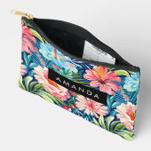 Tropical Pink Blue Flowers Pattern Colorful Floral Etui (Open)