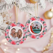 Tropical Pink Christmas Floral 2 Family Photos Keramisch Ornament