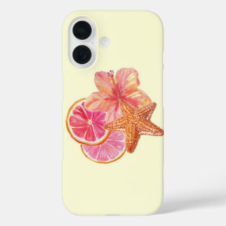 Tropical Pink Citrus Art iPhone 16 Hoesje