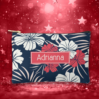 Tropical Pink en Navy Bloemen Etui