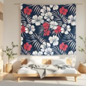 Tropical Pink en Navy Bloemen Fleece Deken
