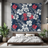 Tropical Pink en Navy Bloemen Fleece Deken