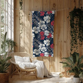 Tropical Pink en Navy Bloemen Fleece Deken