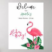 Tropical Pink Flamingo Aloha Baby shower - Welkom Poster (Voorkant)