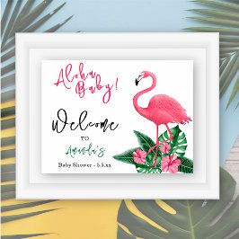 Tropical Pink Flamingo Aloha Baby shower - Welkom Poster