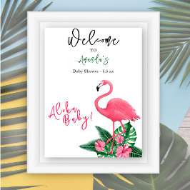 Tropical Pink Flamingo Aloha Baby shower - Welkom Poster