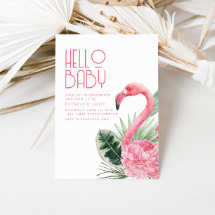 Tropical Pink Flamingo Baby shower Invitation Kaart