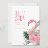 Tropical Pink Flamingo Baby shower Invitation Kaart (Voorkant)