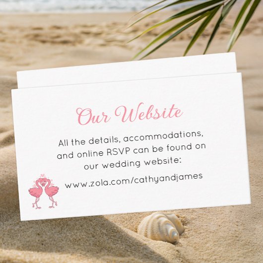 Tropical Pink Flamingo Beach Luau Wedding Website Informatiekaartje
