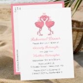 Tropical Pink Flamingo Beach Rehearsal Dinner Uitnodiging Briefkaart