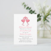 Tropical Pink Flamingo Beach Rehearsal Dinner Uitnodiging Briefkaart (Staand voorkant)