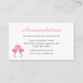 Tropical Pink Flamingo Beach Wedding Accommodation Informatiekaartje (Voorkant)