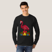 Tropical Pink Flamingo Christmas with Decorations T-shirt (Voorkant volledig)