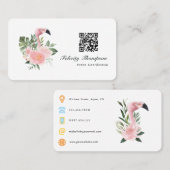Tropical Pink Flamingo Event Coordinator QR-code Visitekaartje (Voorkant / Achterkant)