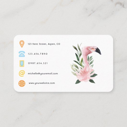 Tropical Pink Flamingo Event Coordinator QR-code Visitekaartje (Achterkant)