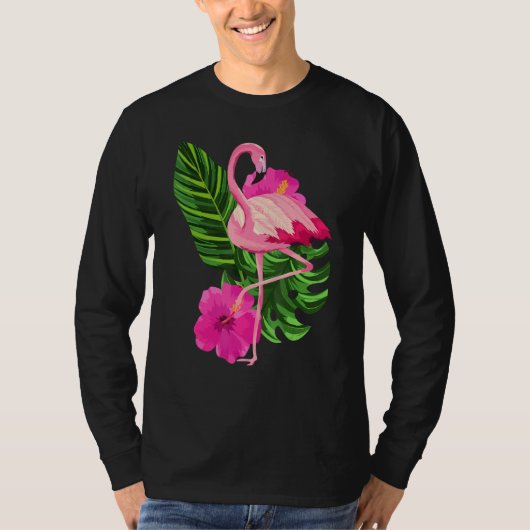 Tropical Pink Flamingo Flamingos Pink Bird T-shirt (Voorkant)
