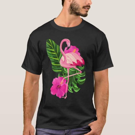 Tropical Pink Flamingo Flamingos Pink Bird T-shirt (Voorkant)