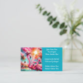 Tropical Pink Flamingos Palm Trees Reisagent Visitekaartje (Staand voorkant)