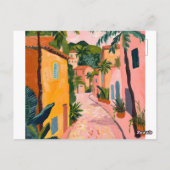 Tropical pink flamingos set against lush green briefkaart (Achterkant)