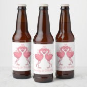 Tropical Pink Flamingos Summer Beach Wedding Bier Etiket (Flessen)