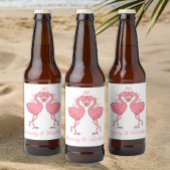 Tropical Pink Flamingos Summer Beach Wedding Bier Etiket