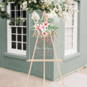 Tropical Pink Floral Aloha Baby shower Welkom Acryl Bord