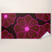 Tropical Pink Flower Beach Towel Strandlaken (Voorkant)