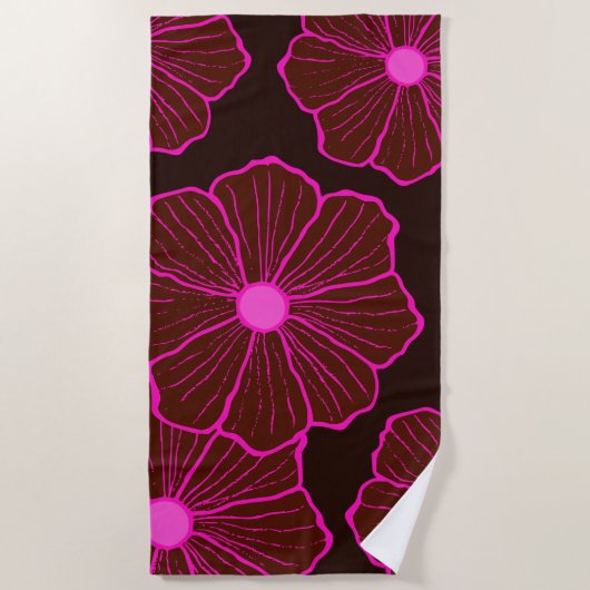 Tropical Pink Flower Beach Towel Strandlaken (Voorkant)