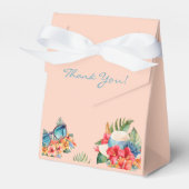 Tropical Pink Flowers Beach Vrijgezellenfeest Bedankdoosjes (Voorkant Zijde)